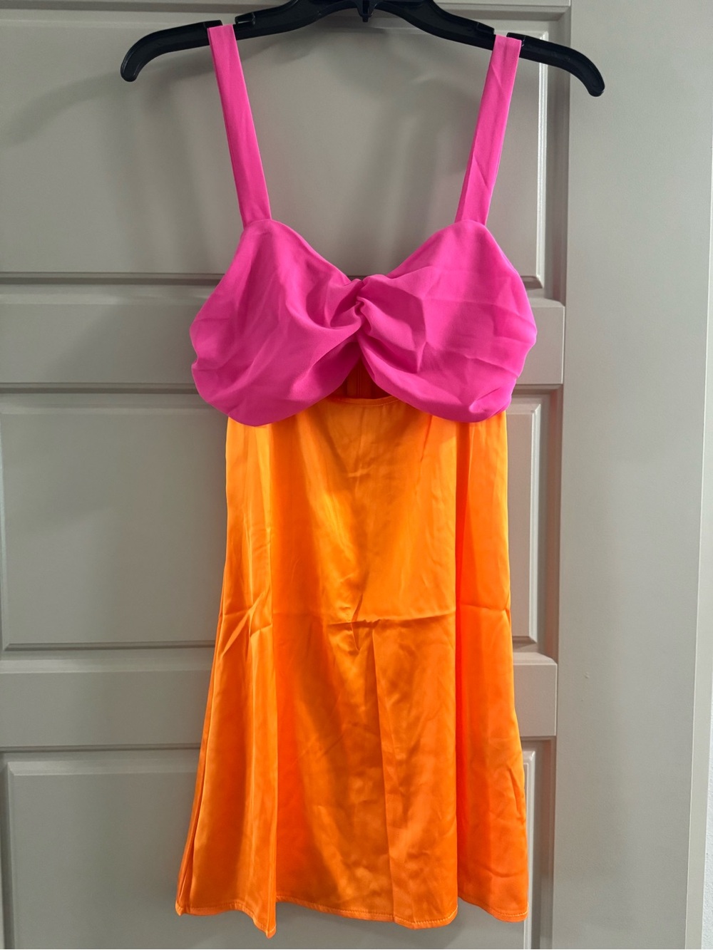 Pink & Orange Twist Bust Mini Dress